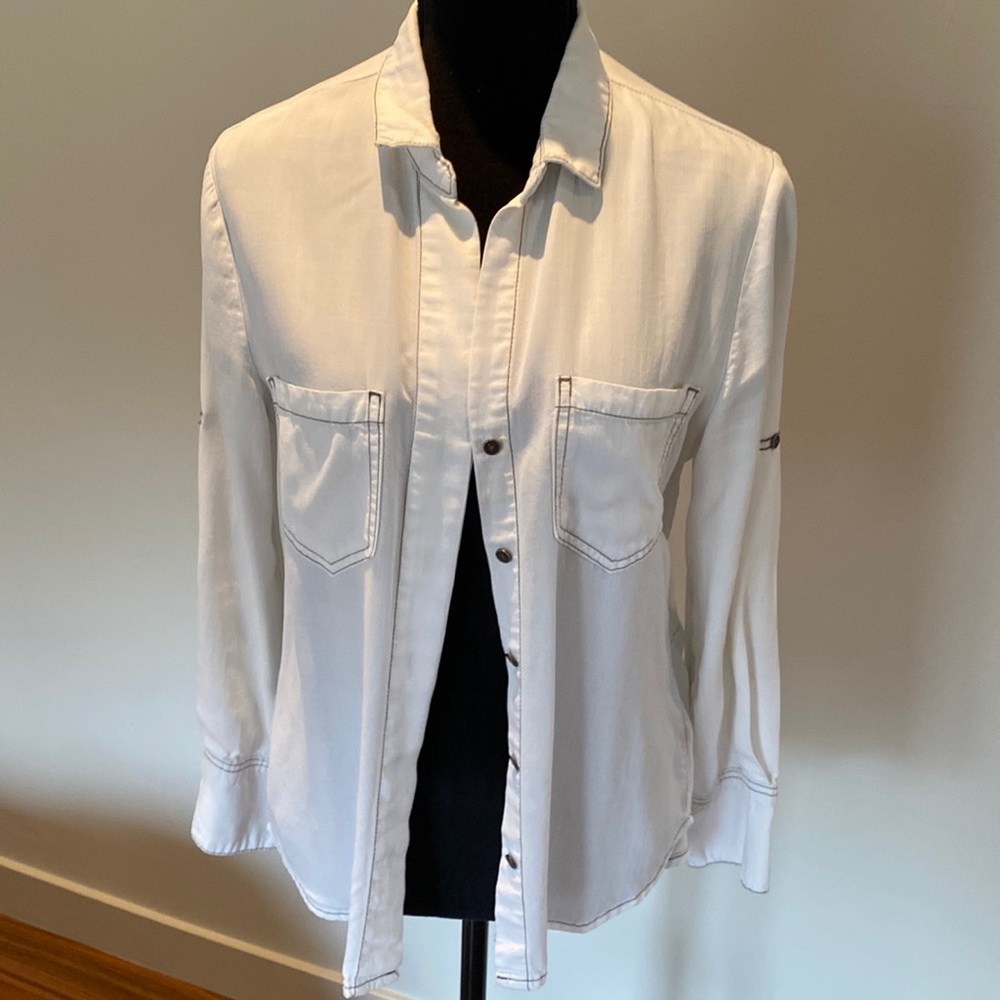 Cloth & Stone white 100% Tencel button front shirt size S